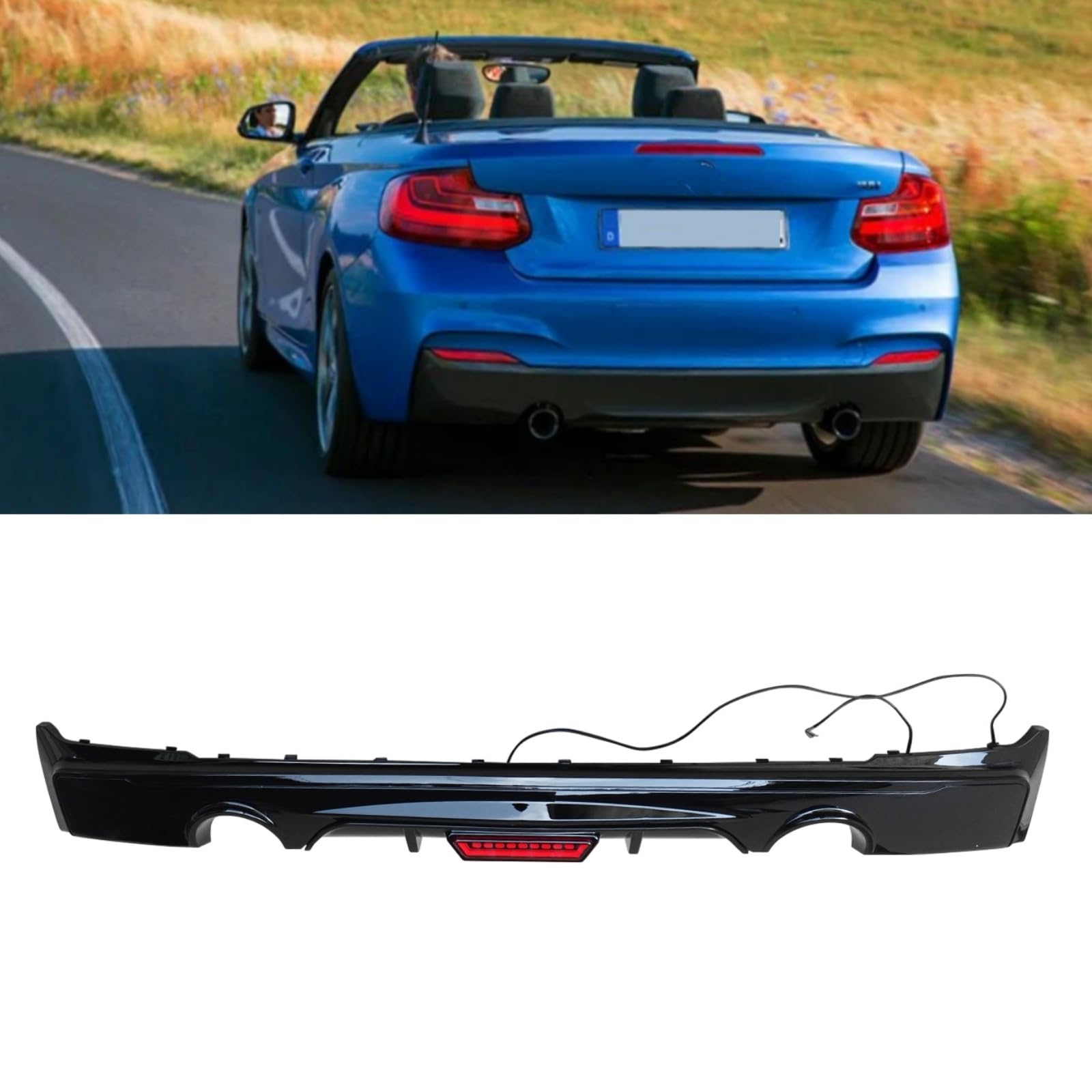 リアディフューザー 2015-2019年式 BMW 2シリーズ F22 F23 235i 240i Mスポーツ 車種専用 リアパンバースポイラー ABS 塗装済み 艶あり黒 ライト付き|NonRecord 店