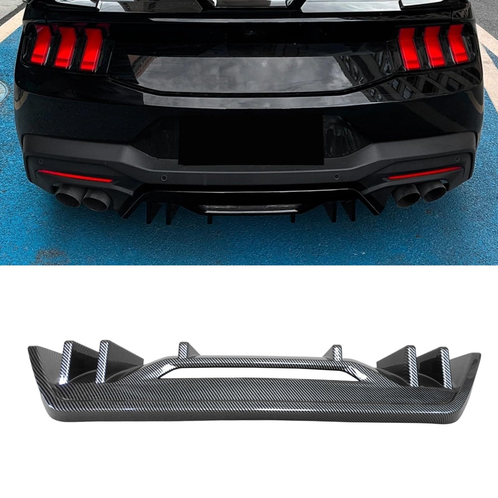 リアディフューザー フォード マスタング S650 2024 2025 車種専用 リアパンバースポイラー ABS 塗装済み カーボン調｜NonRecord 店