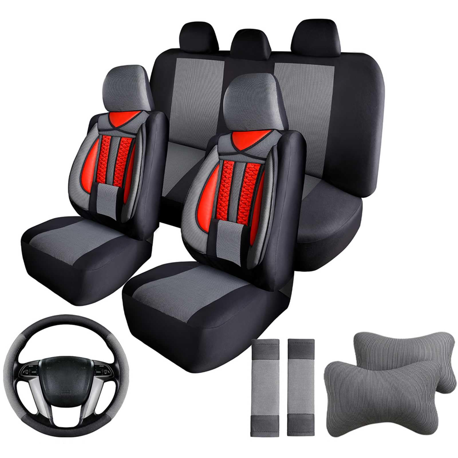 5席 車用シートカバー に適用エースマン J05 2024 2025 汎用【レザー+ストレッチ生地】全天候型 カーシートカバー 耐摩耗性 防汚性 通気性 車 座布団 取り付けが簡単 [並行輸入品]