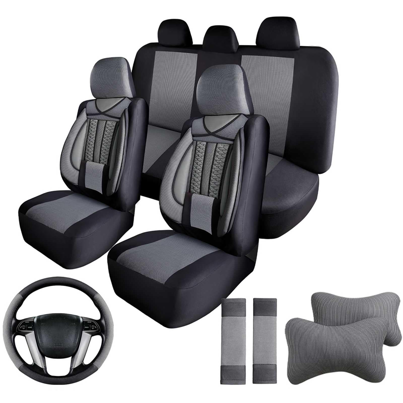 5席 車用シートカバー に適用ダイハツ ハイゼットトラックS500P S510P 汎用【レザー+ストレッチ生地】全天候型 カーシートカバー 耐摩耗性 防汚性 通気性 車 座布団 取り付けが簡単 [並行輸入品]｜NonRecord 店