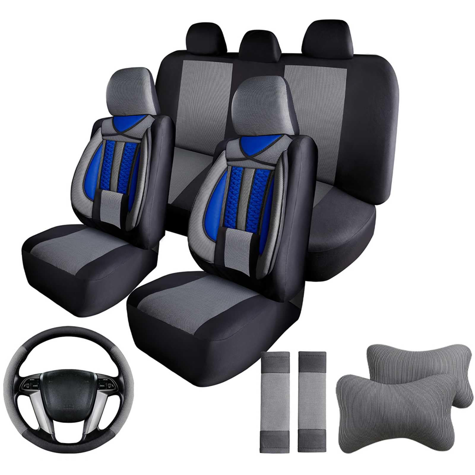 5席 車用シートカバー に適用ジュークF15/NF15/YF15型 汎用【レザー+ストレッチ生地】全天候型 カーシートカバー 耐摩耗性 防汚性 通気性 車 座布団 取り付けが簡単 [並行輸入品]