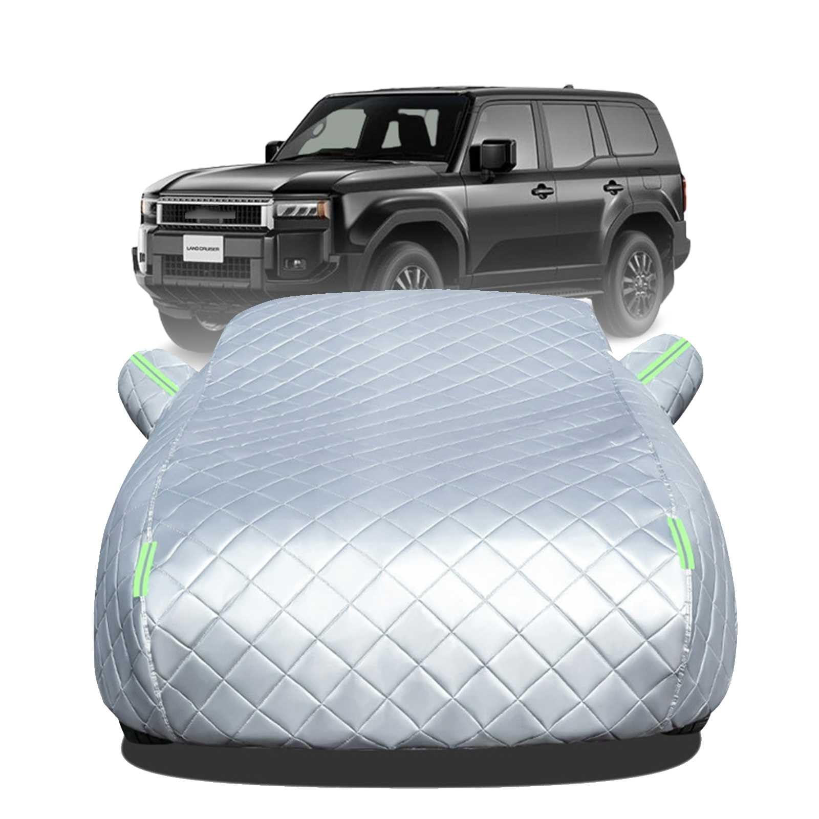 【2025年&厚手素材カーカバー】ボディカバー トヨタ ランドクルーザー250系 2025年~ に適合する 車 カバー 防雹カーカバー 凍結防止 日焼け防止 傷防止 汚れ防止 黄砂 雪対策 蛍光反射ストリップ付き|NonRecord 店