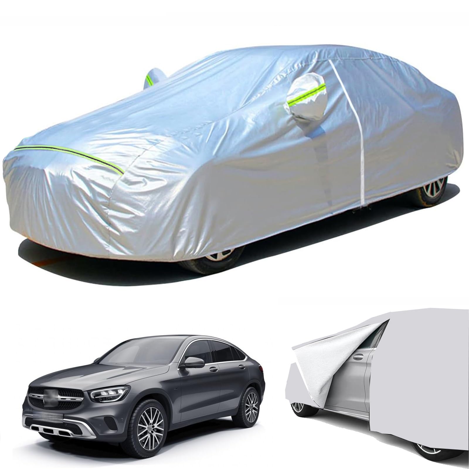 車カバー四季対応 に適用メルセデス ベンツGLC 2代目 2023年3月~現行 専用ボディカバー 210D厚みのあるオックスフォード生地 車体カバーサイドジッパー開け 自動車カバー 防水防雪防塵防輻射UVカット 耐強風台風対策 凍結防止 全天候型保護カーカバー 引き裂きに強い 耐久性