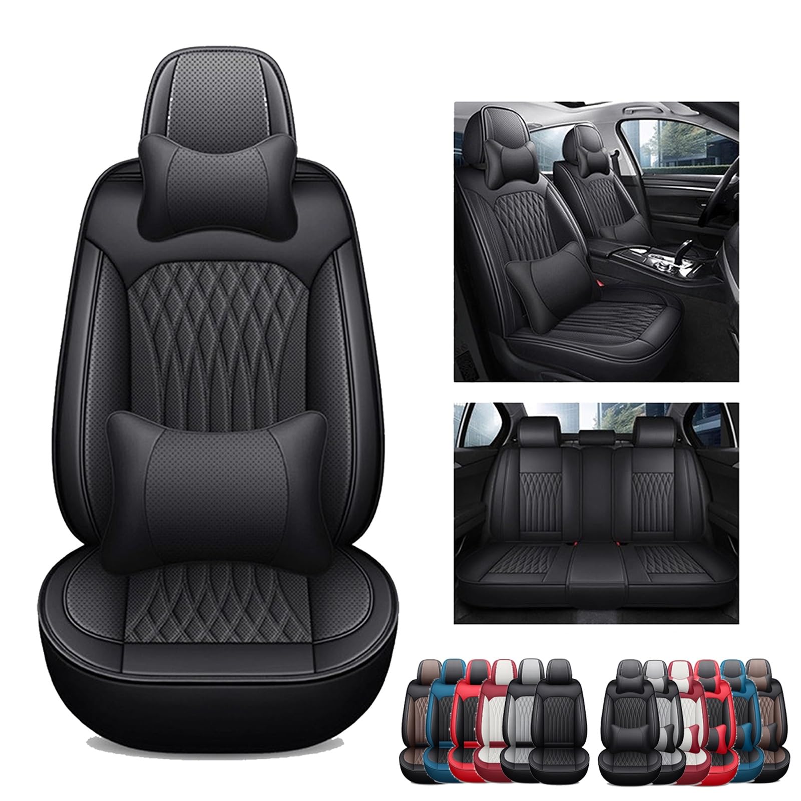ホンダ 新型 WR-V WRV DG5 DG系 2024年3月～ に適用車 シートカバー カーシートカバー 汎用 車 クッション 車 座布団 防水 全天候型 車 シートカバー 汚れ防止 取付簡単 滑り止め 収納便利 車 シートカバー 11枚セット 軽/普通車適用(黒 枕付き)｜NonRecord 店