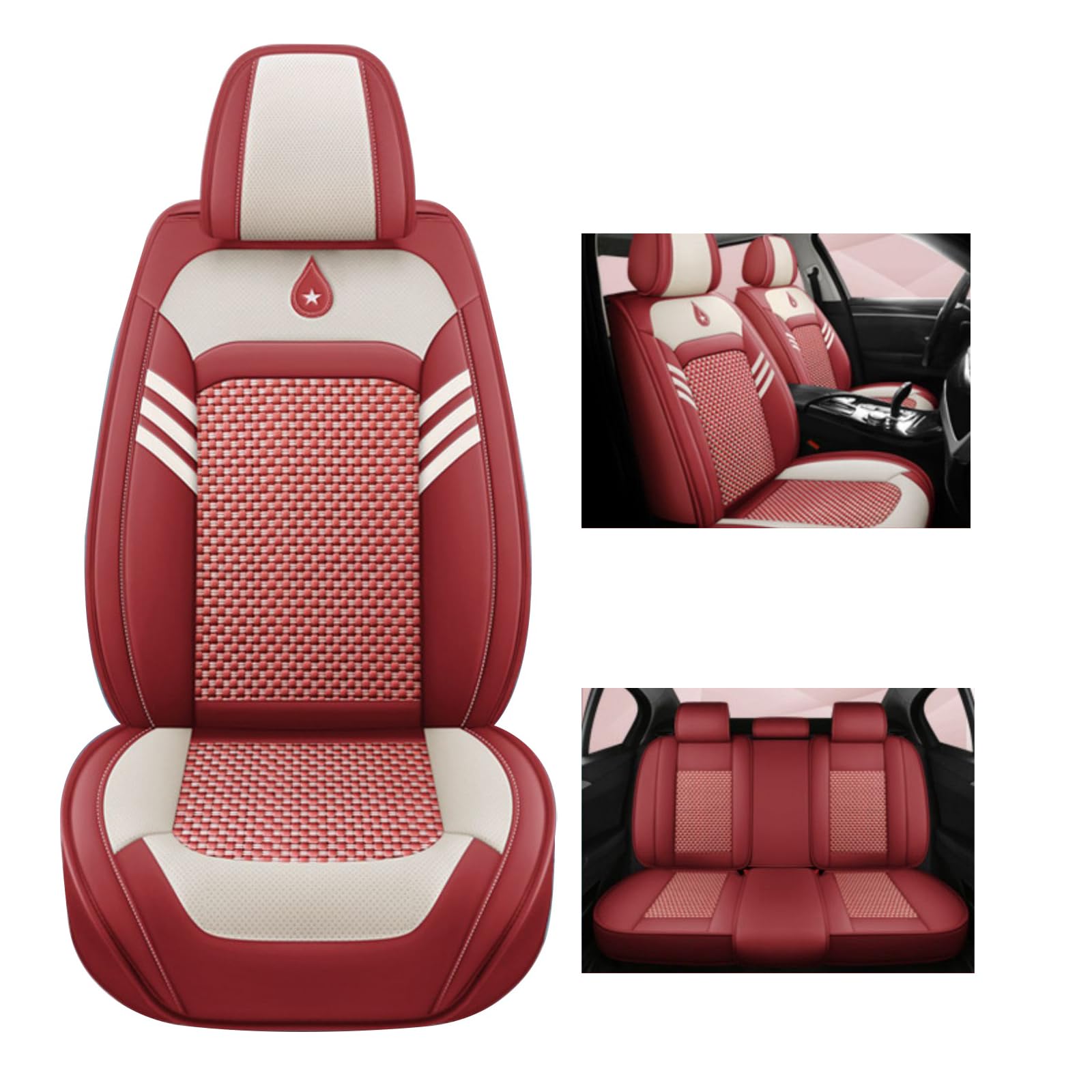 スズキアルト9代目 HA37S/97S型 に適用車 シートカバー 新型 5席 車 シートカバー カーシートカバー 汎用 車 クッション 車 座布団 防水 全天候型 車 シートカバー 汚れ防止 取付簡単 滑り止め 収納便利 車 シートカバー 11枚セット 軽/普通車適用(赤)