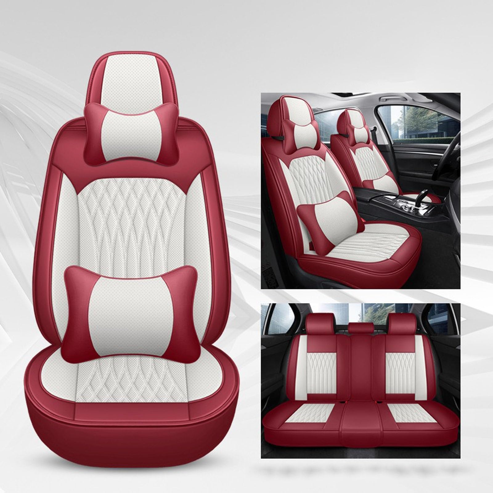 ホンダ CRV CR-V に適用車 シートカバー レザー材質 新型 5席 車 シートカバー カーシートカバー 汎用 車 クッション 車 座布団 防水 全天候型 車 シートカバー 汚れ防止 取付簡単 滑り止め 収納便利 セット 軽/普通車適用(赤)