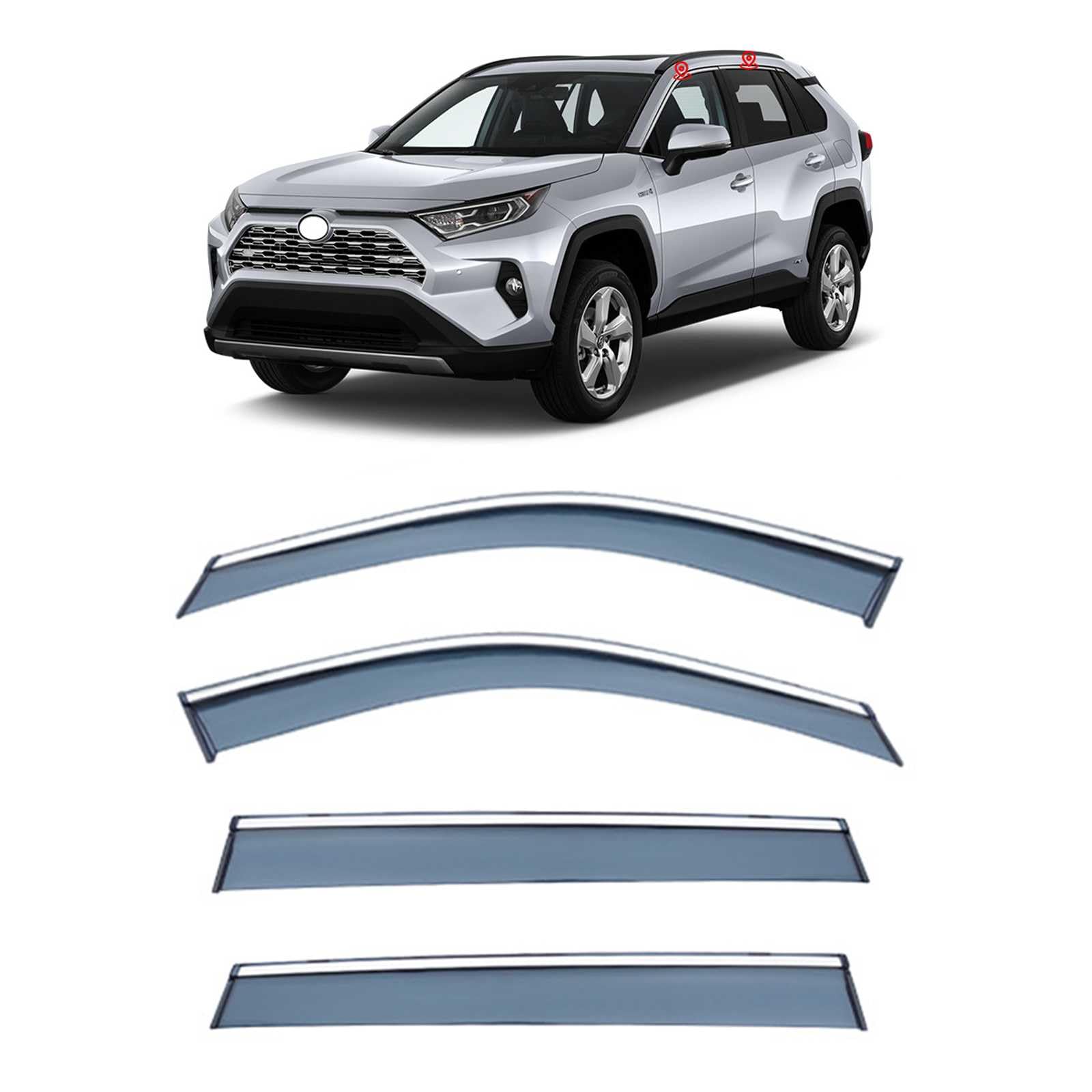 車種専用設計専用 サイドバイザー RAV4 XA50 2020.6~現行に適用ドアウィンドウバイザー 車用ウィンドウディフレクター テープオン式 ベントシェード 泥除け 日よけ 雨除け カスタムパーツ 外装アクセサリー 超耐久性 簡単に取り付け 4枚セット