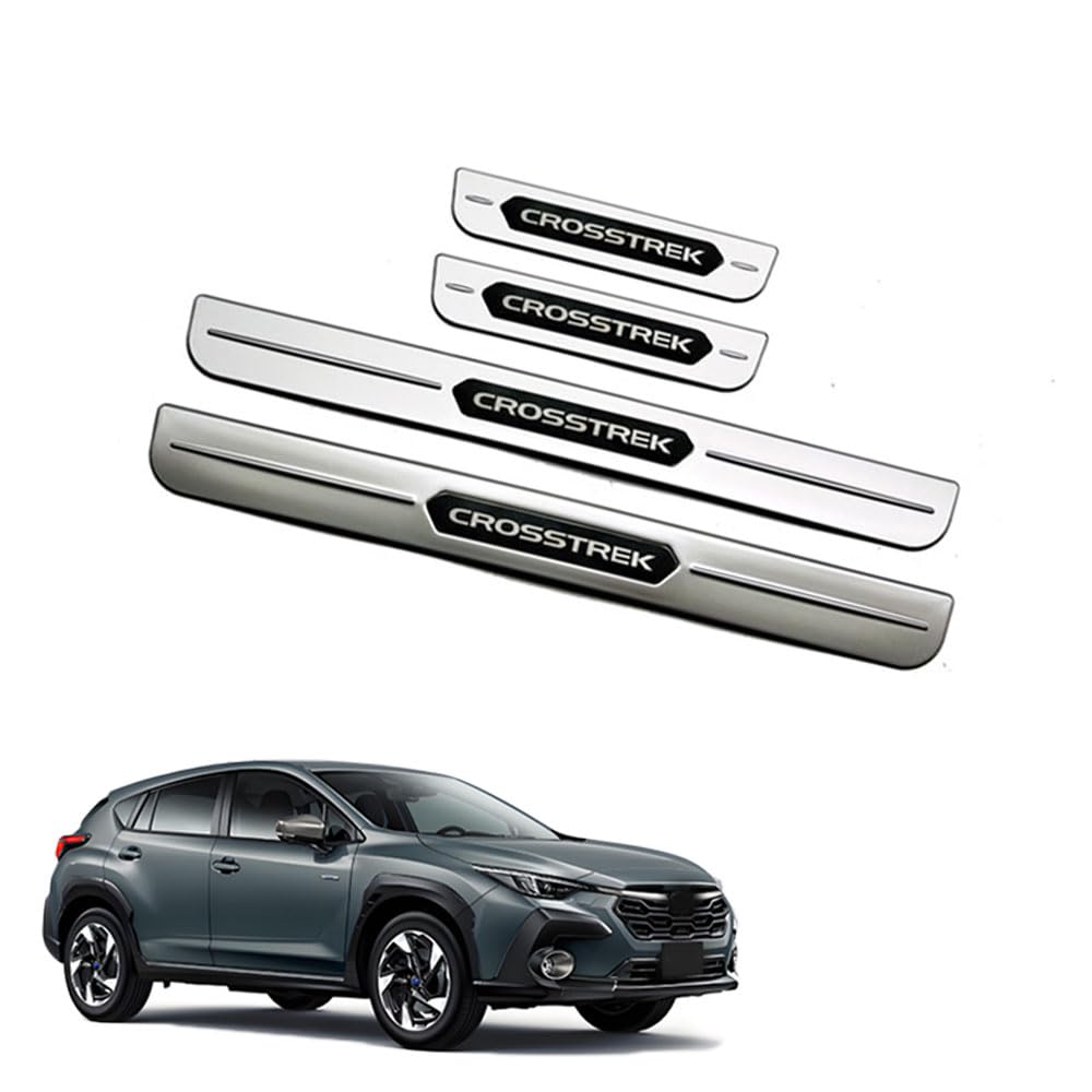 新型 クロストレック（Crosstrek） GU系 GUD/GUE型 2022-2024 2025ステップガードサイド ステップガード カバー ガーニッシュ耐摩耗プレート ステンレス鋼素材 傷防止 汚れ防止 取り付け簡単 4pcs クロストレック アクセサリー (銀)