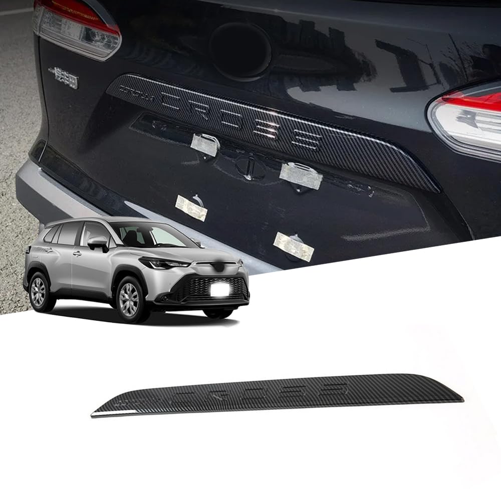 新型 カローラクロス (Corolla Cross) ZSG10 ZVG11 ZVG15 10系2022-2024 2025 カスタムパーツ トランクトリム テールゲートトリム リアバンパー ABS樹脂 傷防止 耐摩耗性 取り付け簡単 カローラクロス アクセサリー (カーボンファイバー)
