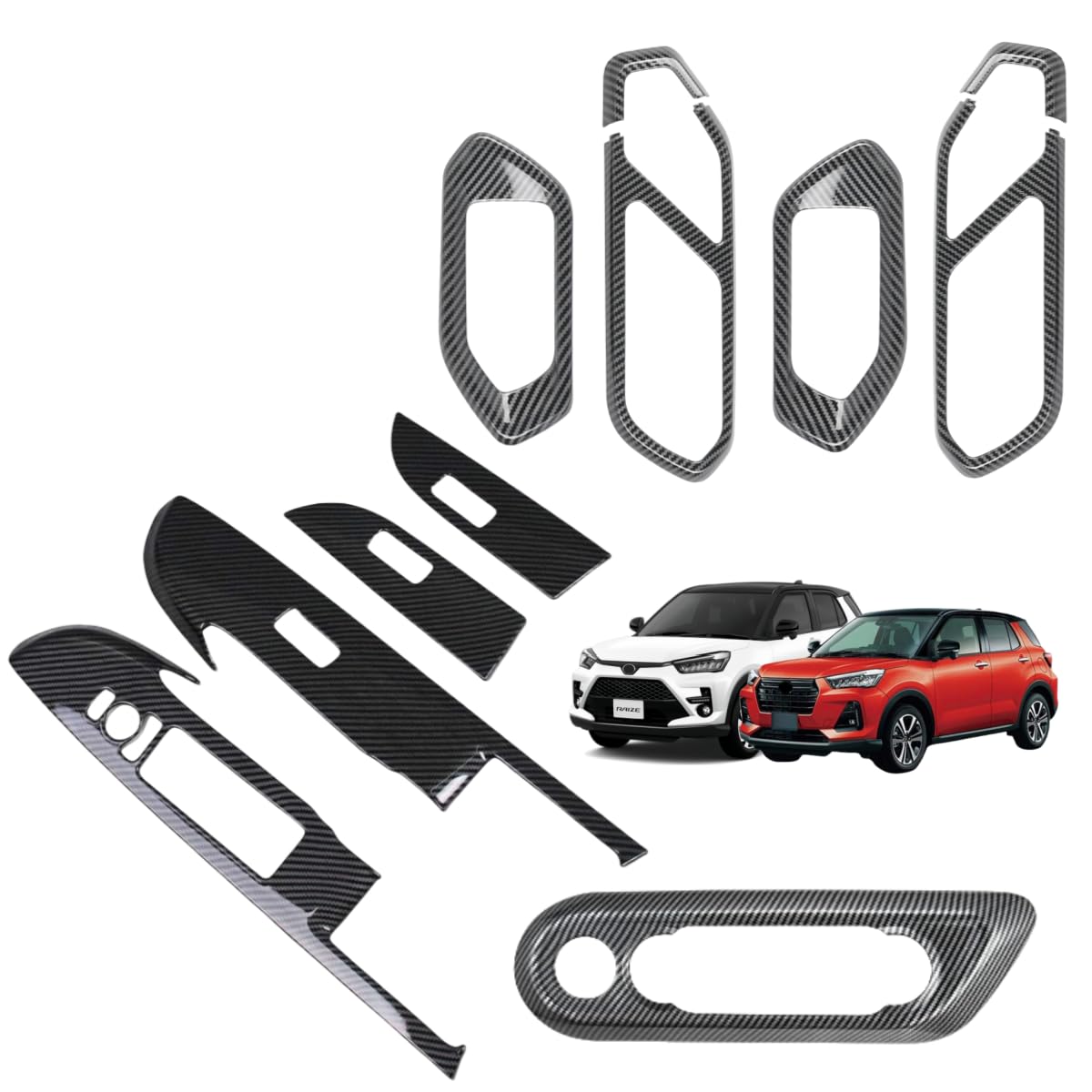 ライズ に対応 A200系 A200A/A210A A20#A/210A型 2019年11月～For RAIZE 対応品 専用 保護 上質 キズ防止 ABS製 トヨタ専用設計パーツ 内装ドレスアップ インテリアモールディング 空調ボタンパネルフレーム+ドア ウィンドウ ボタン スイッチ カバー+ドアスイッ｜NonRecord 店