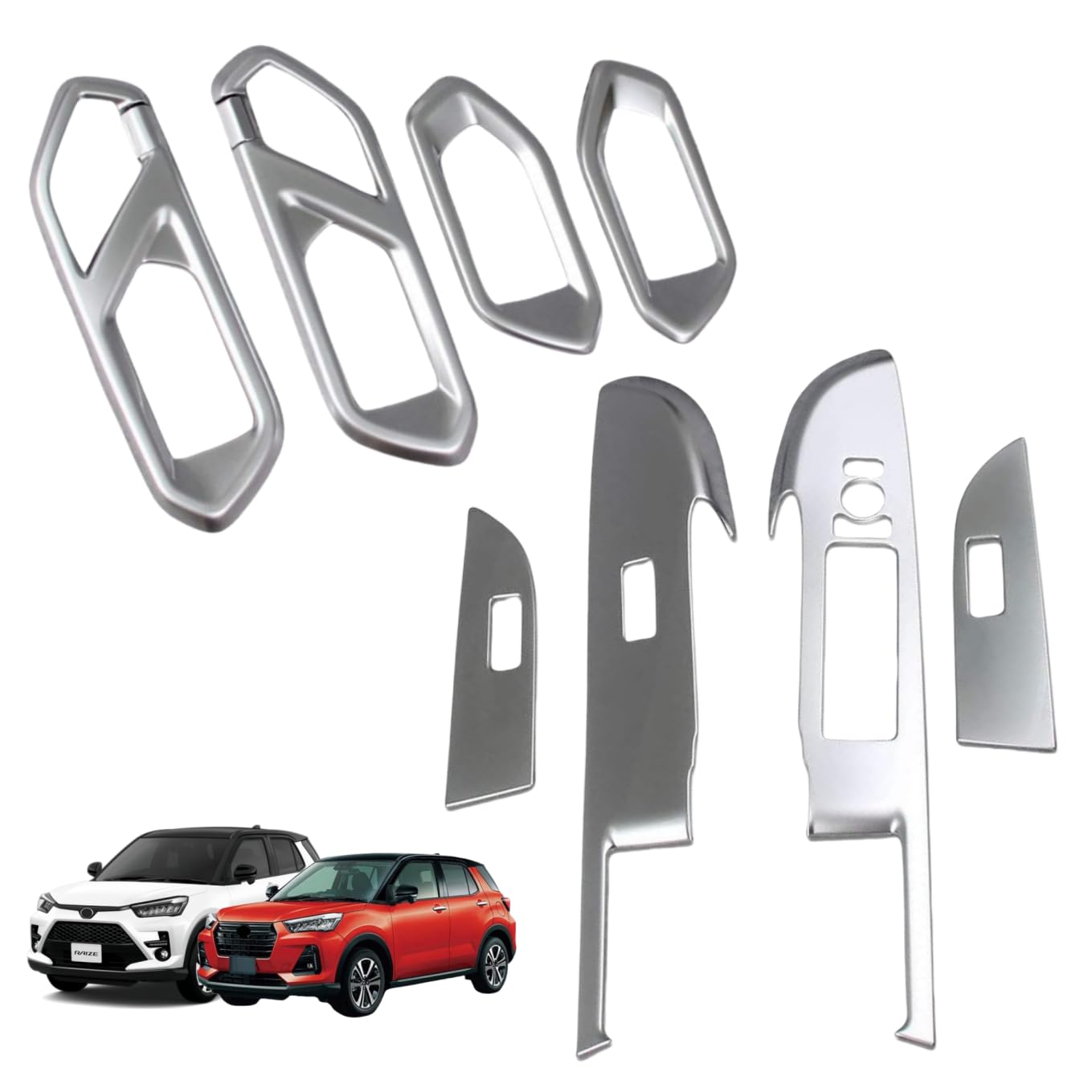 ライズ に対応 A200系 A200A/A210A A20#A/210A型 2019年11月～For RAIZE 対応品 専用 保護 上質 キズ防止 カスタム 装飾パーツ ABS製 トヨタ専用設計パーツ 取り付け簡単 内装ドレスアップ フロント リア インナー ドアハンドル +ドア ウィンドウ ボタン スイッ