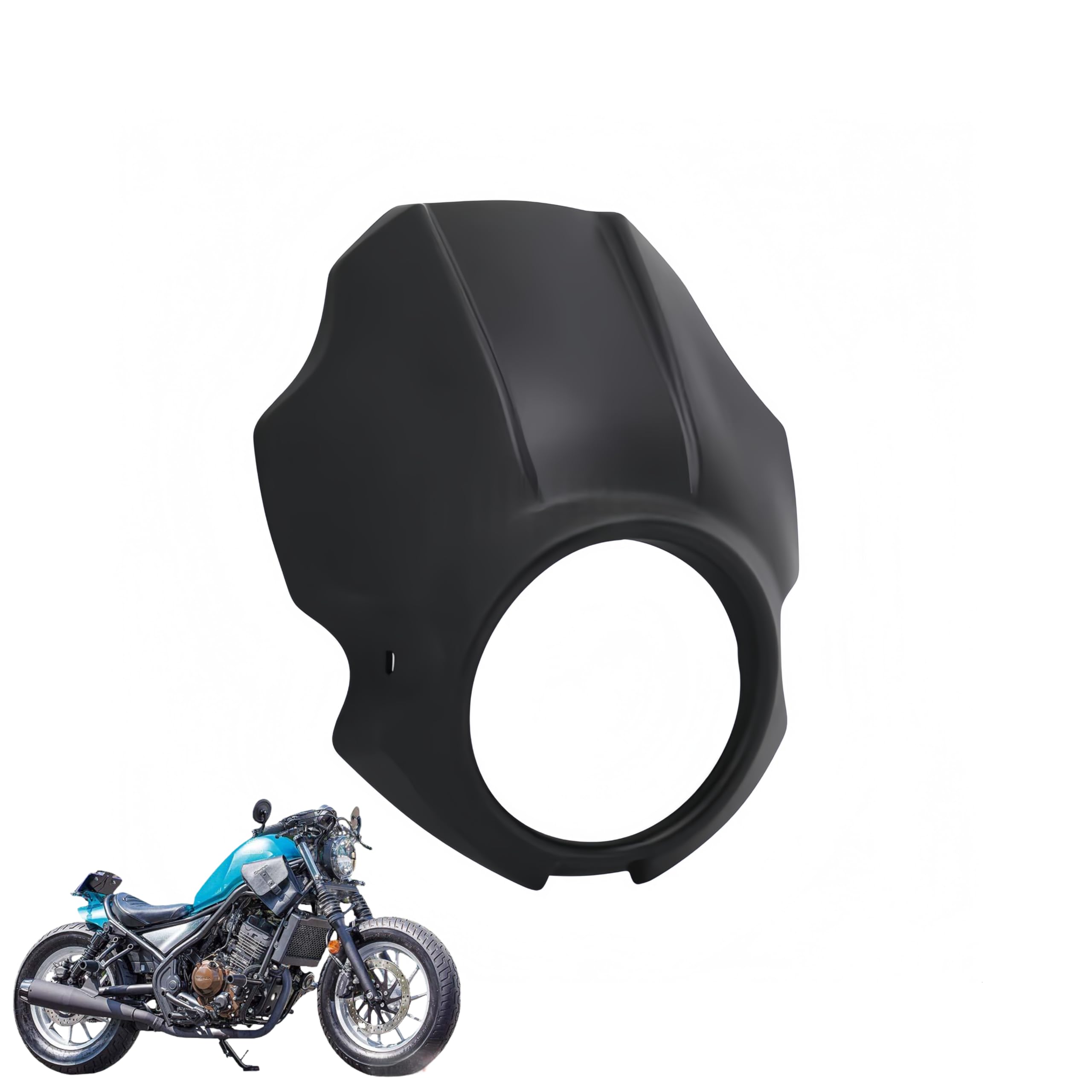 レブル に対応 For Rebel CMX250 CMX500 2017年~ 専用 保護 上質 キズ防止 カスタム アクセサリー 風防 バイクライトヘッドライトフェアリングカバーヘッドランプフロントカウルブラック ホンダ ABS材料 (艶なしブラック)