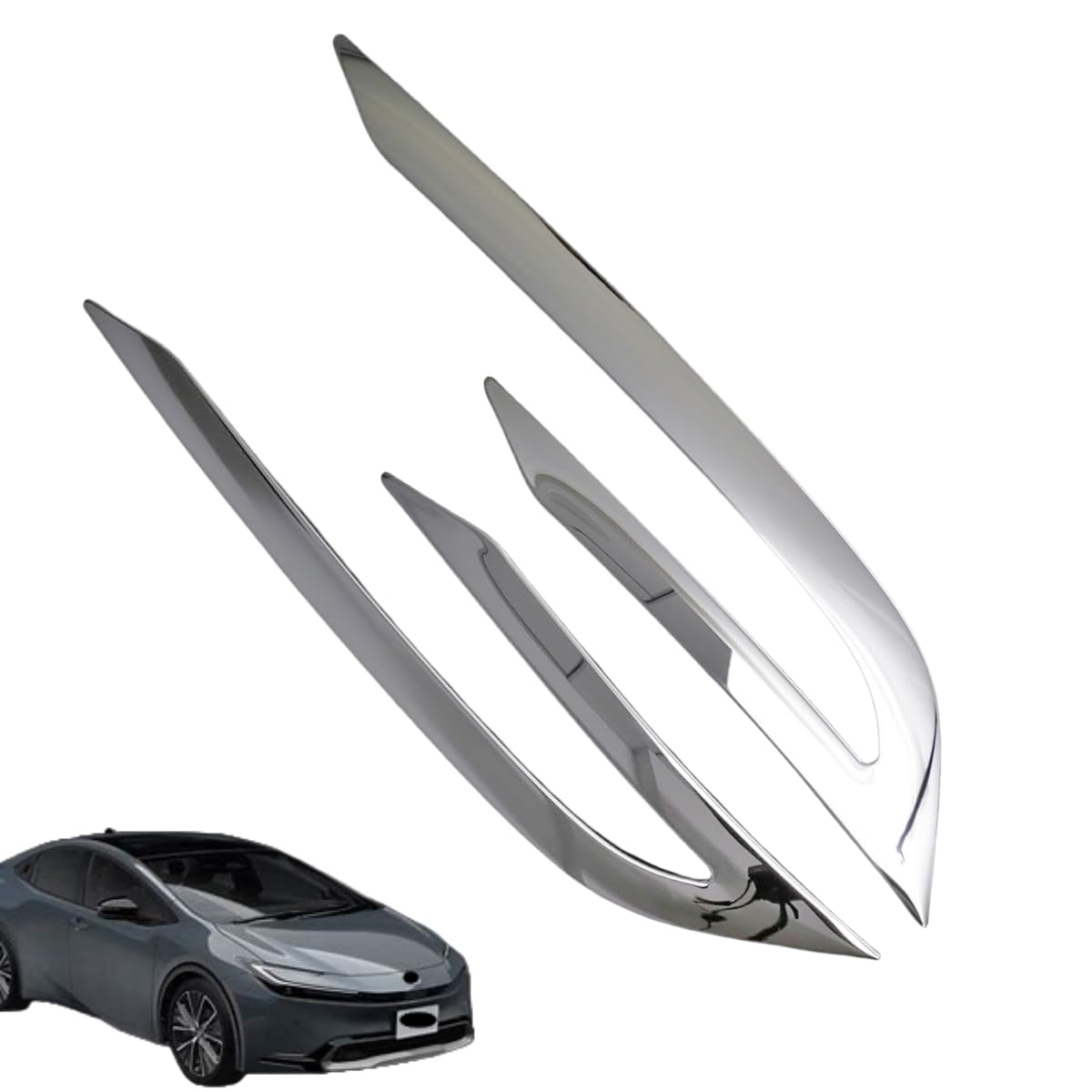 上質「トヨタ?新型プリウス に対応品 For 5代目 60系 ZVW60 ZVW65 MXWH60 MXWH65 2023年1月～」専用車種 ドレスアップ カスタム アクセサリー 高級 ステンレス製 （シルバー）2P 外装 フロントヘッドライト装飾パーツ ヘッドランプ ライトアイラインドレスアッ