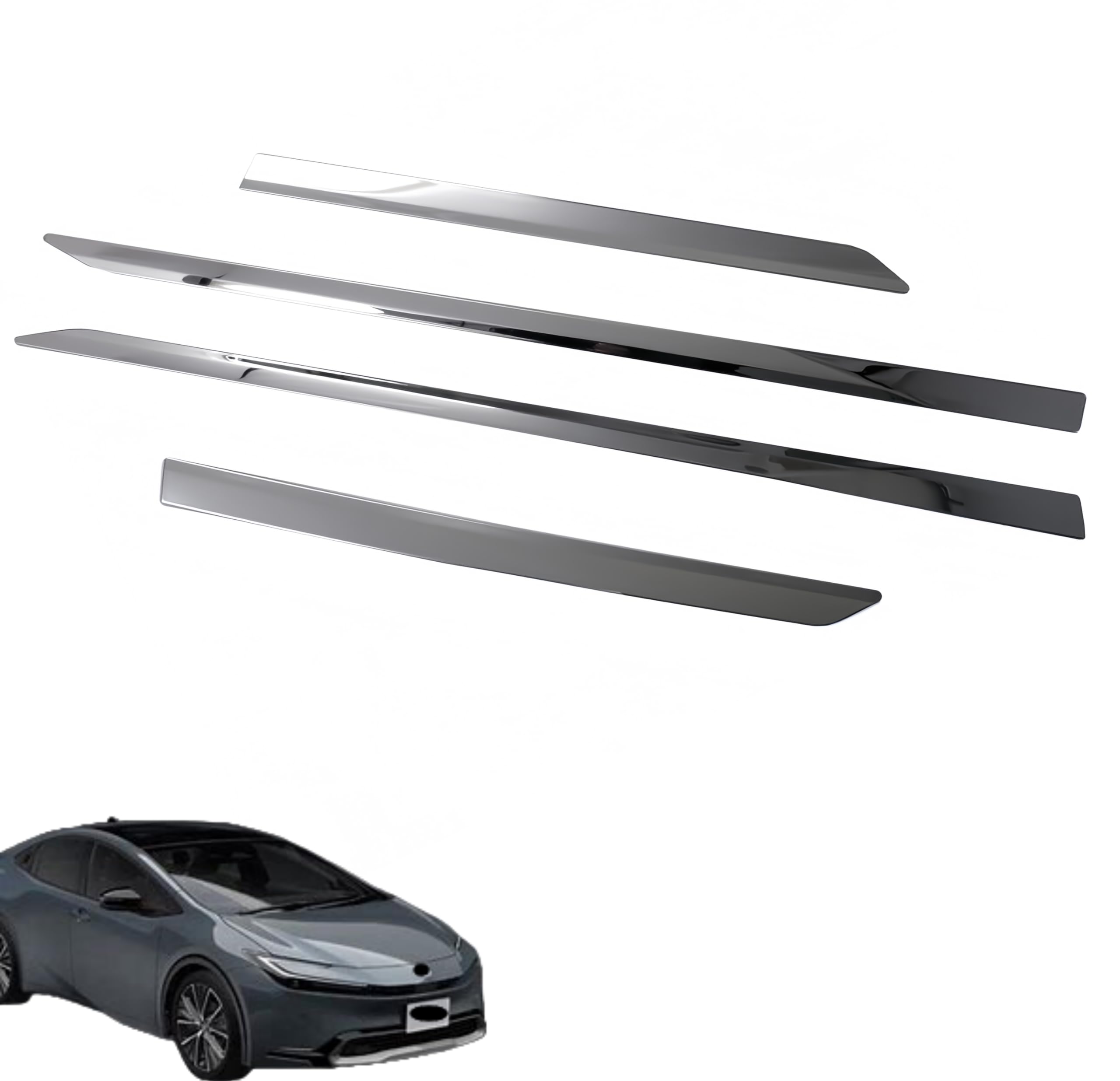 上質「トヨタ?新型プリウス に対応品 For 5代目 60系 ZVW60 ZVW65 MXWH60 MXWH65 2023年1月～」専用車種 ドレスアップ カスタム アクセサリー 高級 ステンレス製 （シルバー）4P 外装 サイド ドア モール ドアトリム ガーニッシュ サイドスカート サイドドア ガ