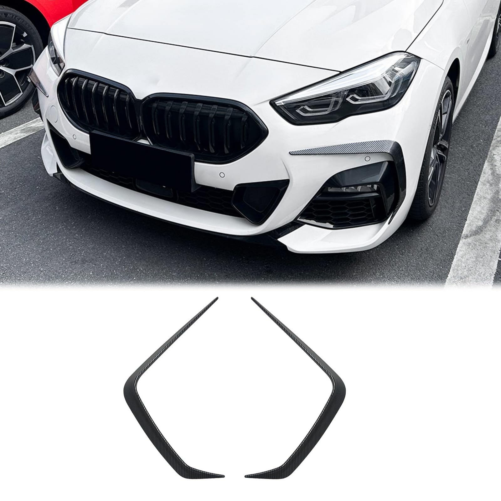 カースポイラーカナードキット、フロントバンパーサイドベントスプリッター フォグライトトリム BMW 2シリーズ F44 M-Sport 2020-2024、カーボンファイバールックに対応