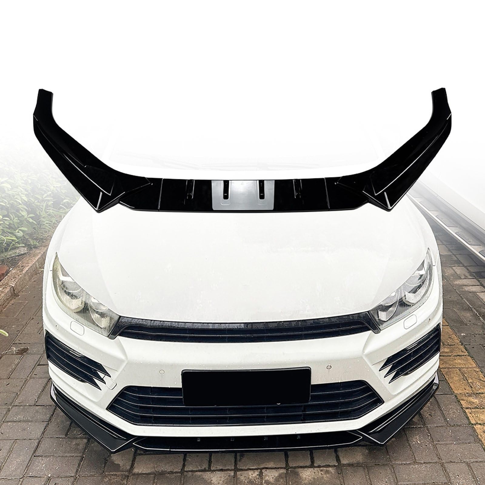 車用フロントバンパー リップスポイラー スプリッター エアダム ボディキット ブラック フォルクスワーゲン シロッコ MK3.5 R 2015-2018に対応