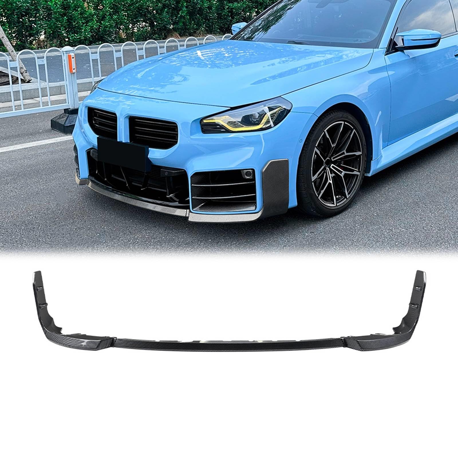 フロントバンパー リップスプリッター エアダム スポイラー 下顎 BMW M2 G87 MP 2023-2025対応 カーボンファイバールック