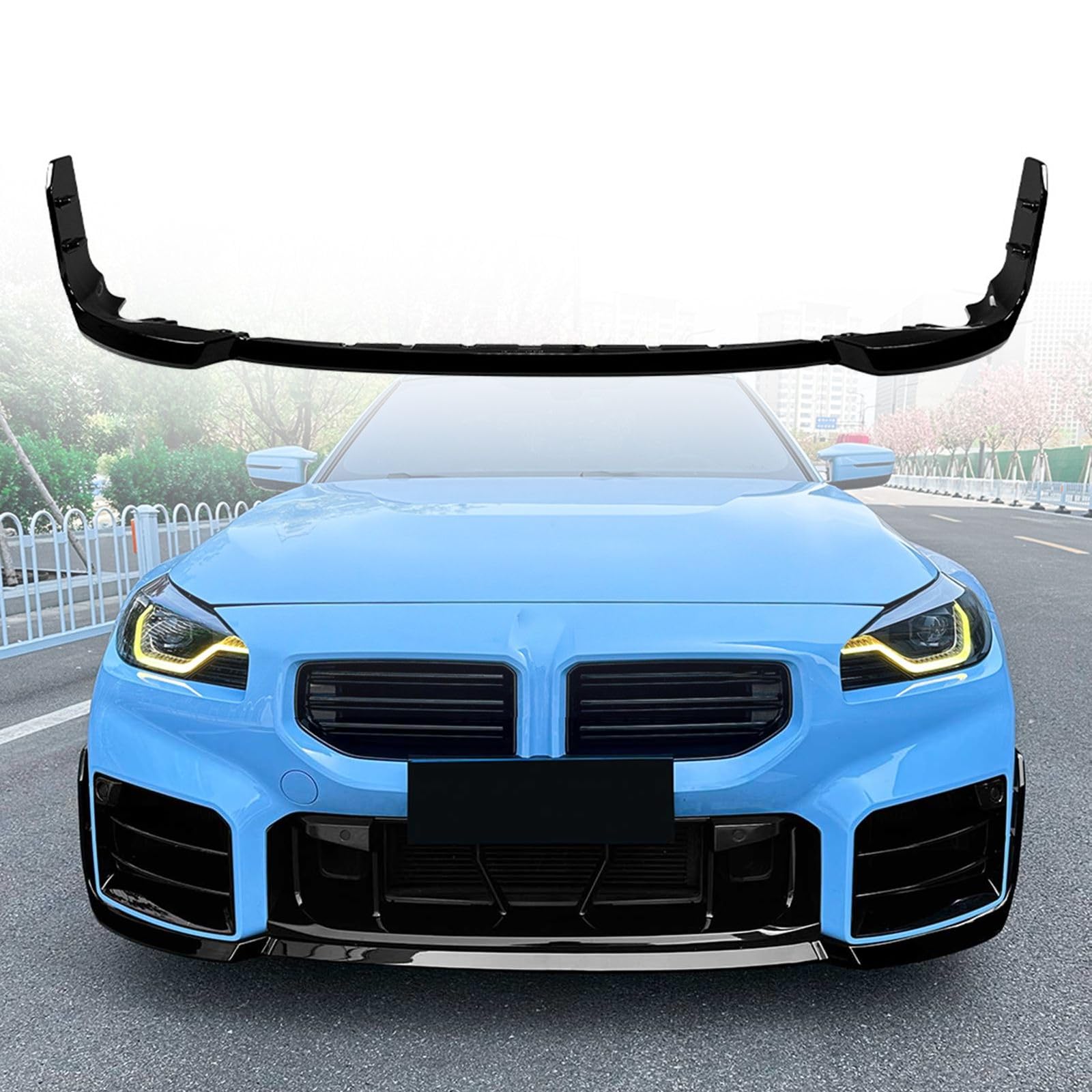 フロントバンパー リップスプリッター エアダム スポイラー 下顎 BMW M2 G87 MP 2023-2025対応 ABS グロスブラック