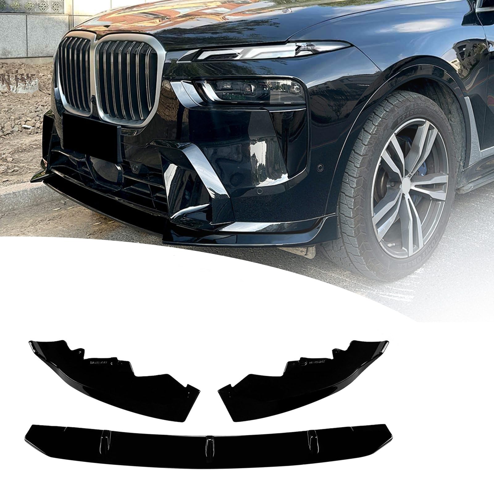 フロントバンパー リップ ロワーアゴスポイラースプリッター BMW X7 G07 LCI M Sport 2023-2025対応 ABS ブラック｜NonRecord 店
