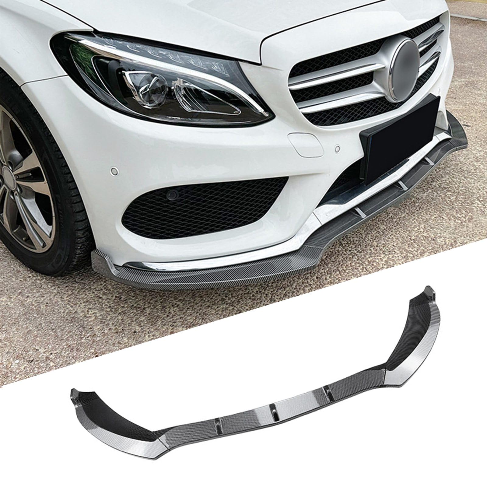 フロントバンパーリップスプリッター スポイラーボディキット メルセデスベンツ Cクラス W205 C180 C200 C260 AMG 2015-2018用