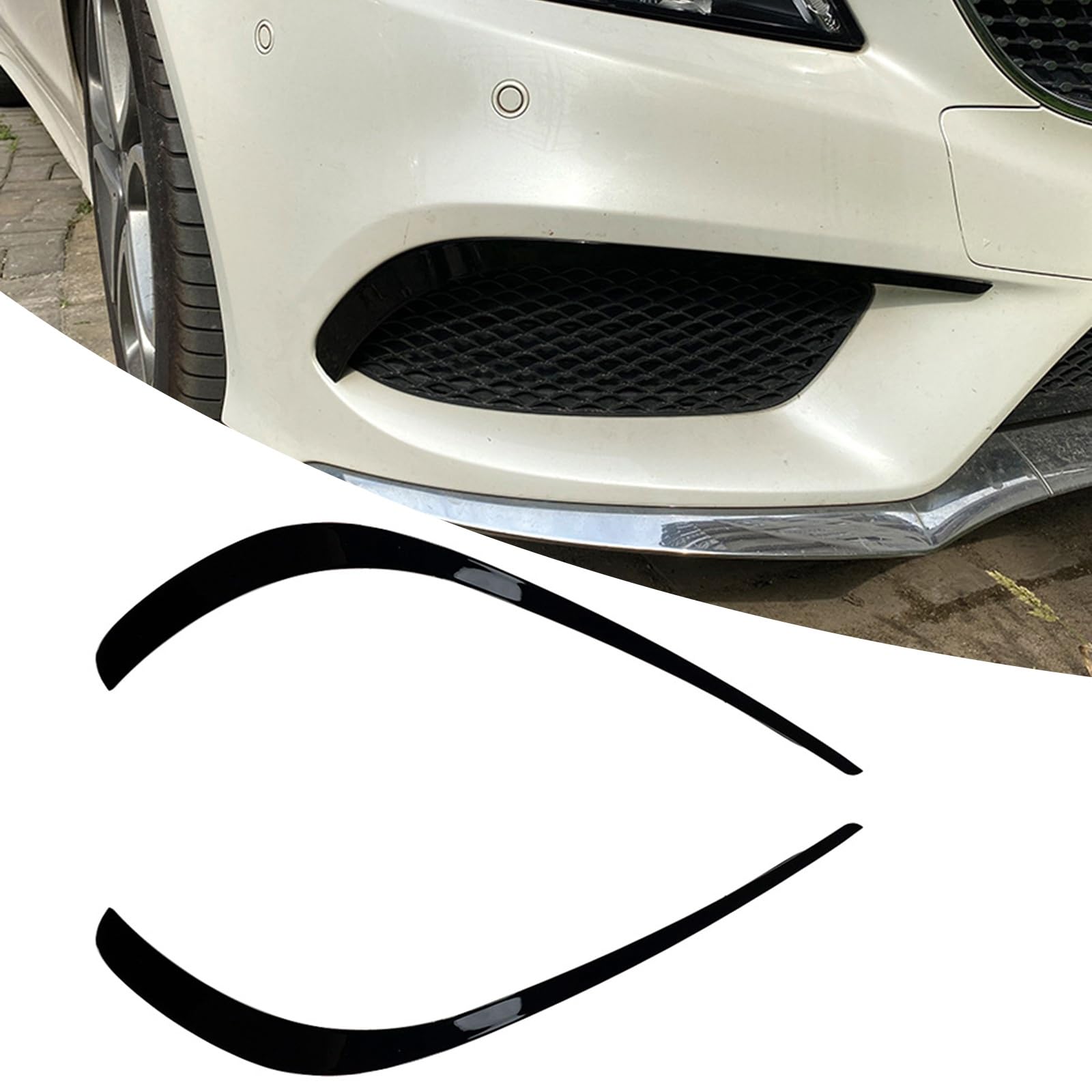 ブラック フロントバンパースポイラー 下部サイドエアベントトリム リップスプリッター スポイラー Benz CLS Class C218 X218 AMG 2014-2017に対応｜NonRecord 店