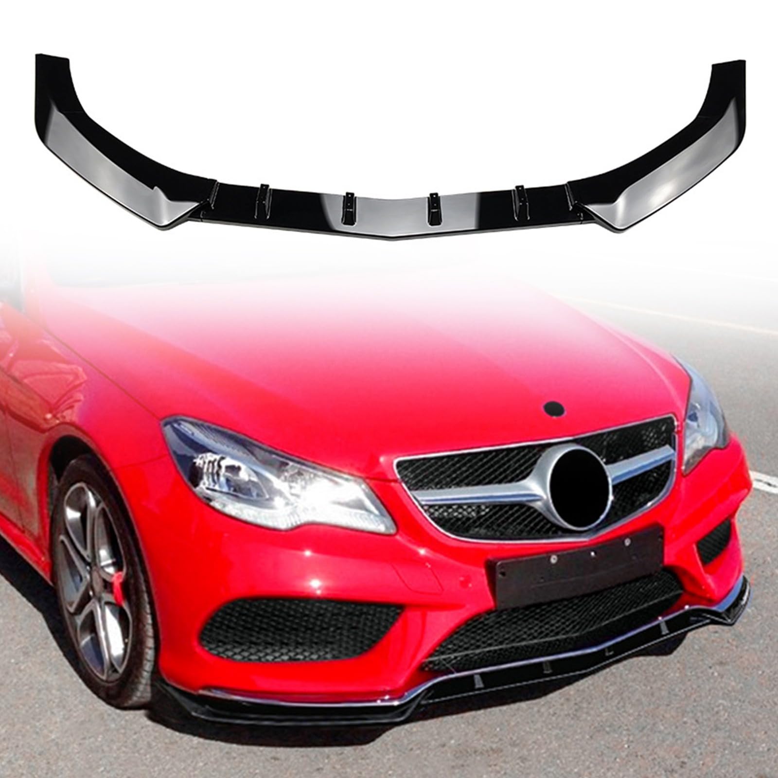 車用フロントバンパー リップスポイラー ディフューザー プロテクター ボディキット Benz E Class Coupe C207 AMG 2013-2016対応 ブラック