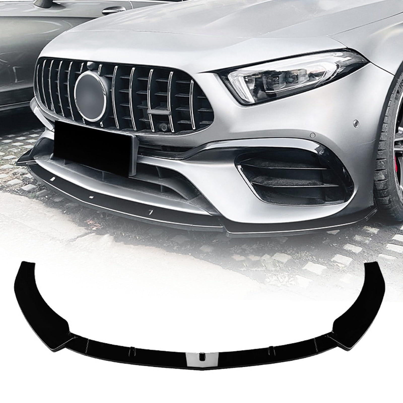 グロスブラック フロントバンパー スポイラーリップ Benz A Class W177 A45 A45S 2019-2023に対応|NonRecord 店