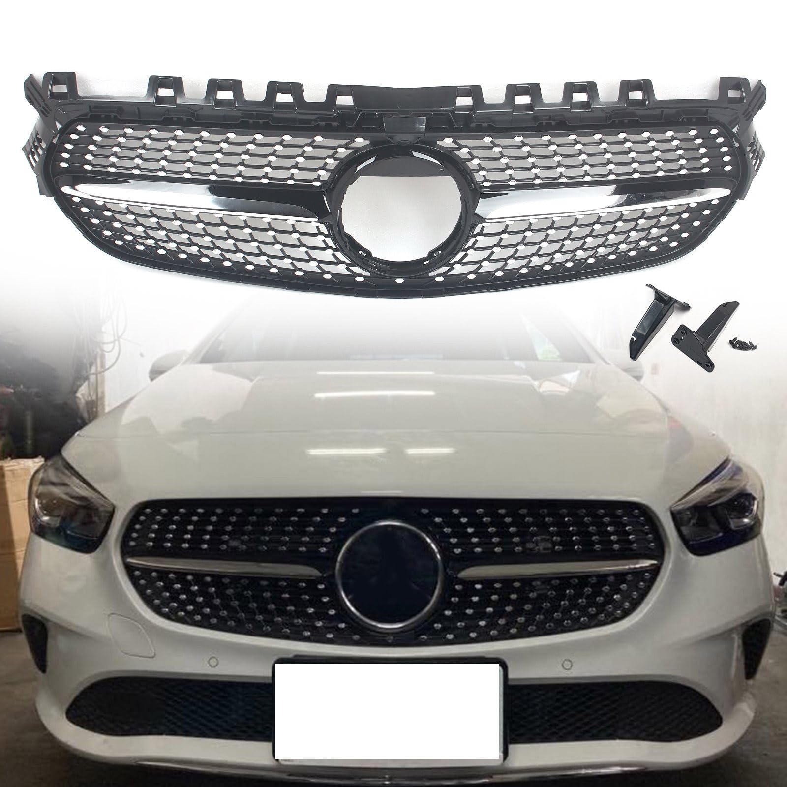 フロントグリル ブラック フロントバンパーグリル Benz Bクラス W246 B246 2020-2022 ダイヤモンドスタイル用