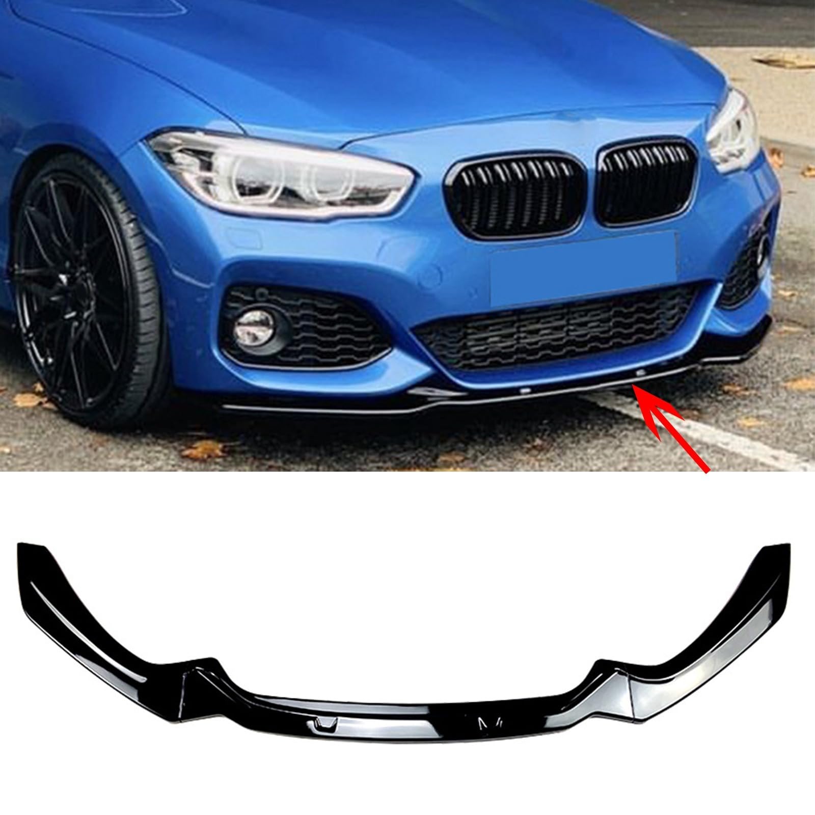 ABS フロントバンパー スポイラー スプリッター リップ フィット BMW 1 シリーズ F20 F21 と M Sport 2015-2019 グロス ブラック エアダム スプリッター カバートリム