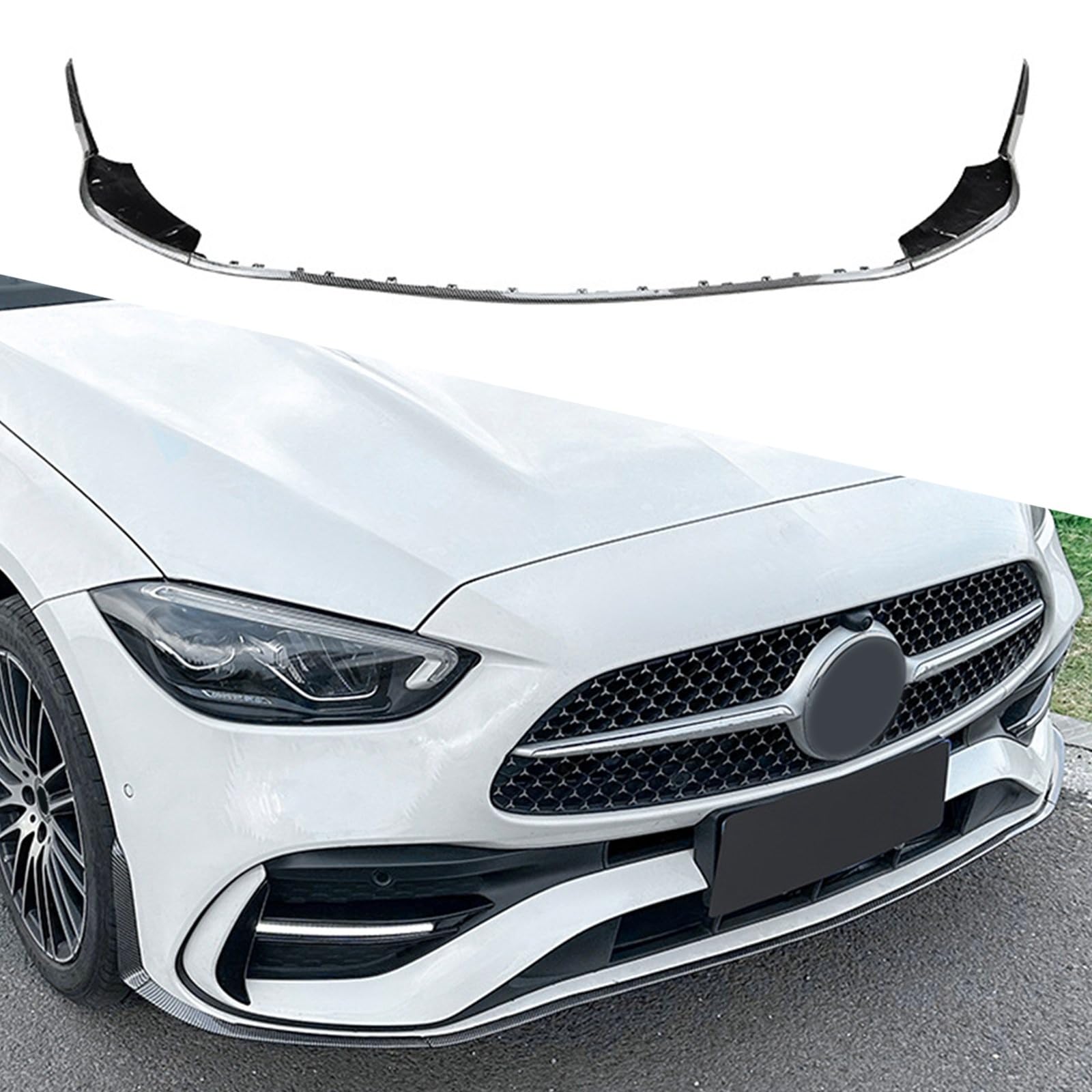 フロントスポイラー リップスプリッター フロントバンパーリップキット ベンツCクラス W206 S206 C200 C260 C300 C43 AMG 2022-2024用 (カーボンファイバー)