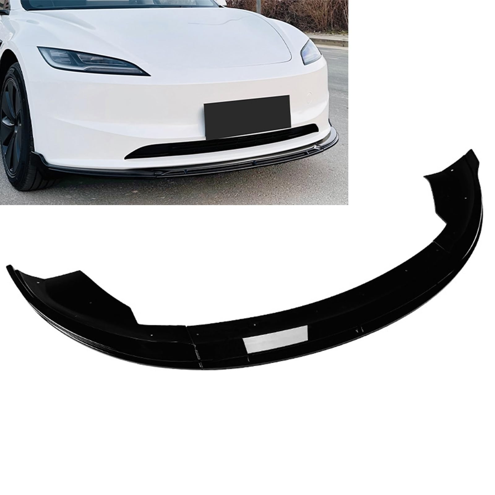 光沢ブラック フロントバンパー スポイラー リップスプリッター 下部ガード Tesla Model 3 2024+対応｜NonRecord 店