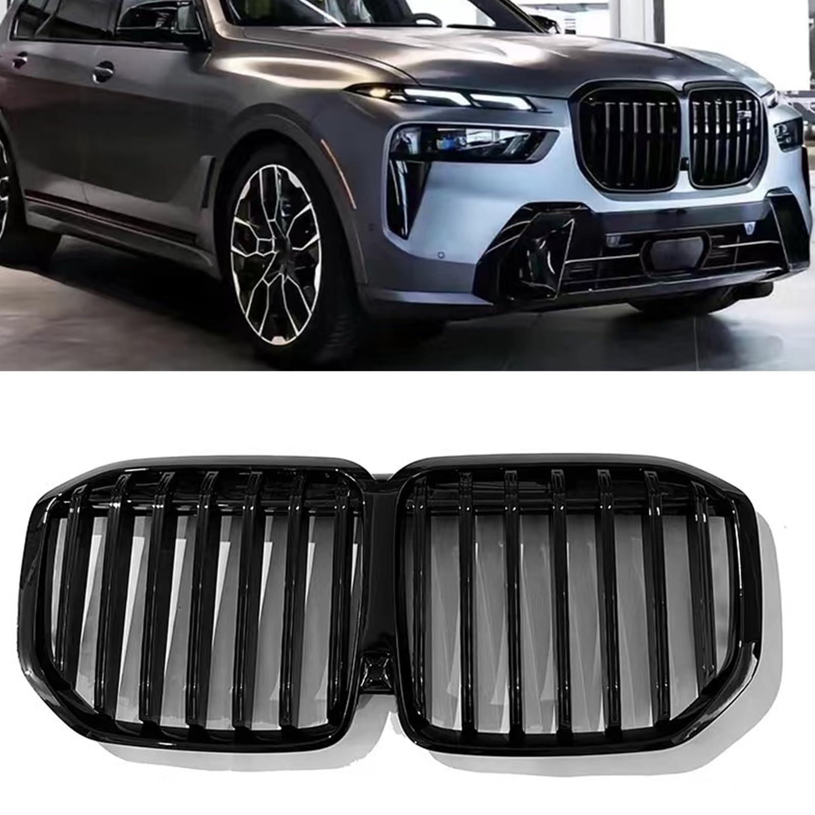 フロントバンパー シングルライン キドニーグリル カメラホール付き BMW X7 G07 2023-2024用