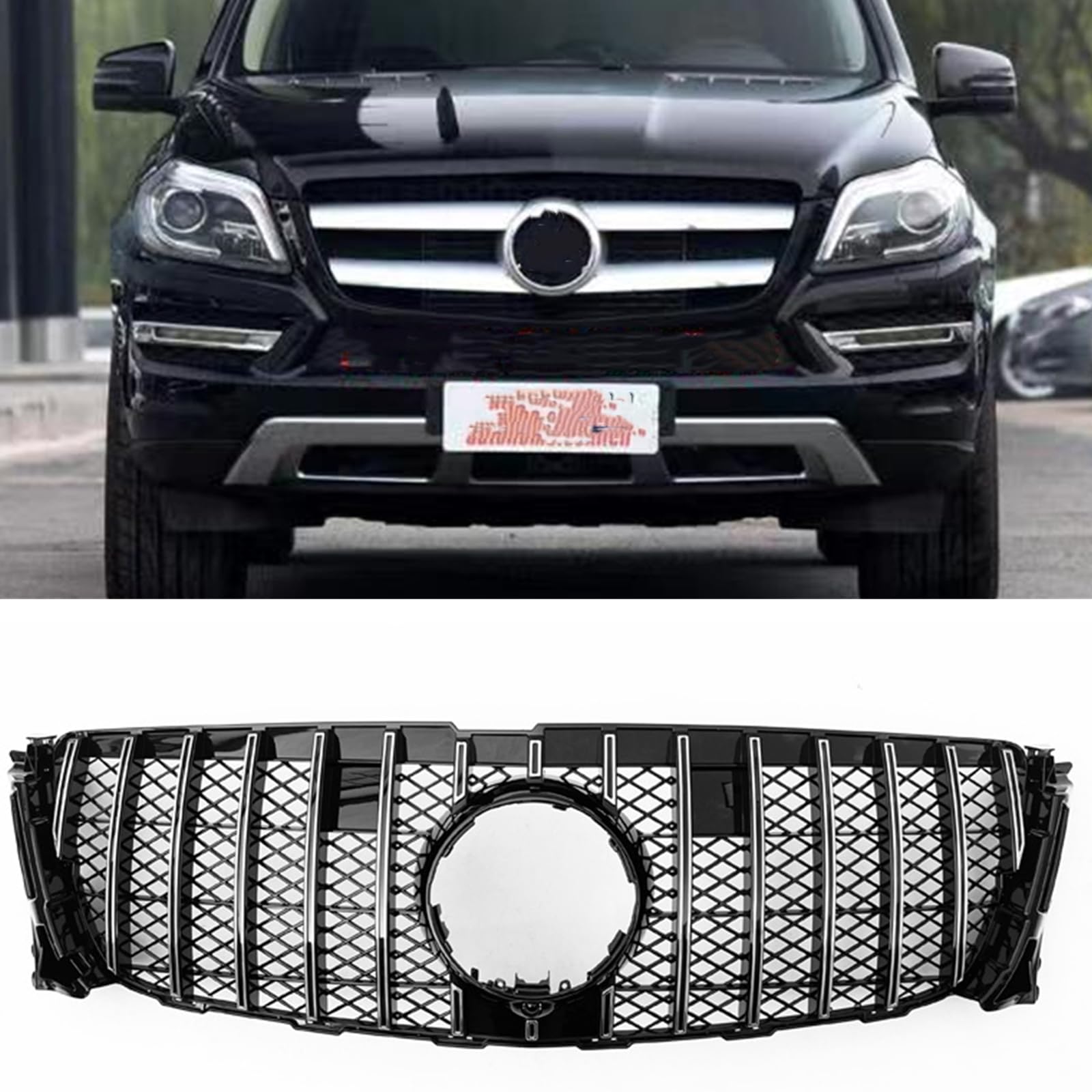 メルセデスベンツ GL X166 GL350 GL400 2013-2015用シルバーフロントバンパーグリル。