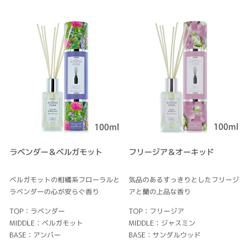 495円 大特価!! ASHLEIGH BURWOOD リードディフューザー 100ml アシュレイ バーウッド アロマディフューザー the  scented home ルームフレグランス おしゃれ 芳香剤 プレゼント ギフト