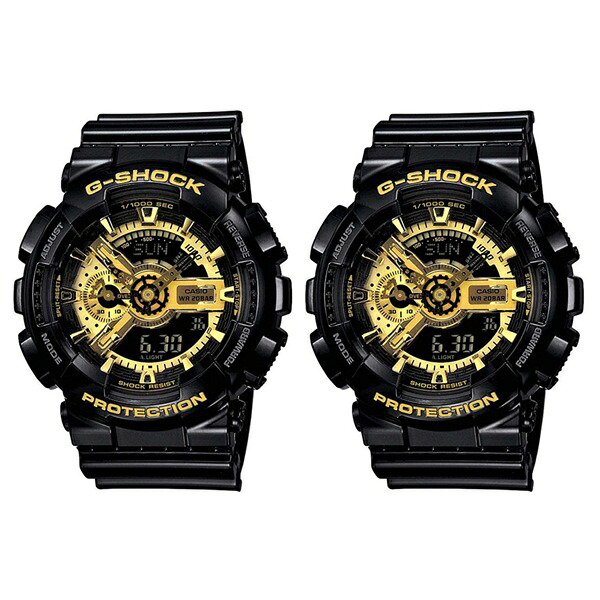 再入荷 カシオ 時計 ペアウォッチ 腕時計 手表 Gショック G-SHOCK ジーショック タフネスな二人 カップルおすすめペア 強い耐久性 アナデジ 黒金 ブラック&times;ゴールド GA-110GB-1AGA-110GB-1A お洒落 成人 卒業 入学｜ペアウォッチ 腕時計 ノップル 23,998円