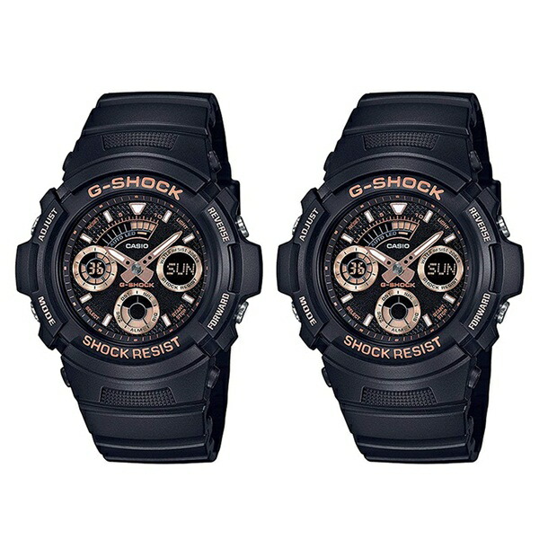 21年激安 ペアウォッチ 時計 カシオ 腕時計 お洒落 ギフト お祝い 誕生日 ペアセット カップル 男女 Aw 591gbx 1a4aw 591gbx 1a4 ブラック ローズゴールド アナデジ 強い耐久性 カップルおすすめ タフネスな二人 ジーショック G Shock Gショック Aw 591gbx 1a4aw 591gbx
