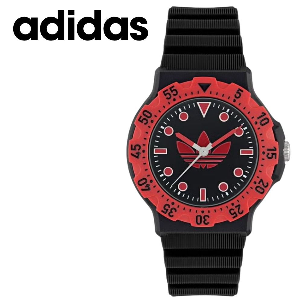 アディダス 腕時計 メンズ レディース DISCOVERER TWO ブラック レッド 40mm シリコンベルト ブランドウォッチ adidas Originals スポーツ カジュアル ユニセックス 誕生日 プレゼント ギフト 成人 卒業 入学｜ペアウォッチ 腕時計 ノップル