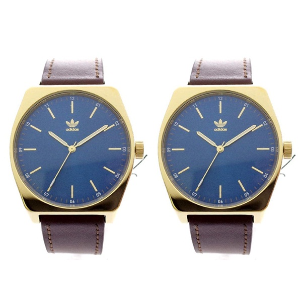 人気ブランドを 楽天スーパーsale アディダス 腕時計 ペアウォッチ 同じサイズ ２本セット メンズ レディース ユニセックス 男女兼用 Process L1 プロセス ゴールド ブルー文字盤 茶色 レザー 革 10気圧防水 Cj6352cj6352 ペアセット カップル 誕生日 お祝い ギフト