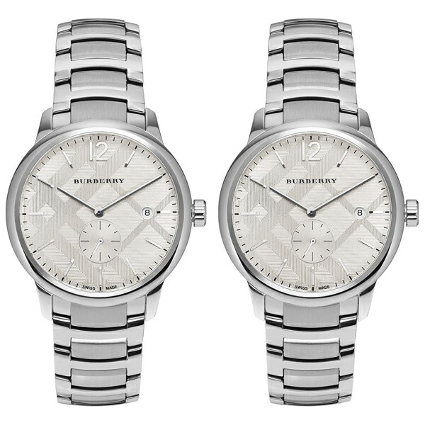 超人気 ペア収納box付き バーバリー 時計 ペアウォッチ 同じサイズセット シェア The Classic Round クラシックラウンド 40mm シルバー ステンレス Bubu カップル 男女 ペアセット 誕生日 お祝い ギフト ペアウォッチ 腕時計 ノップル 公式の Faan