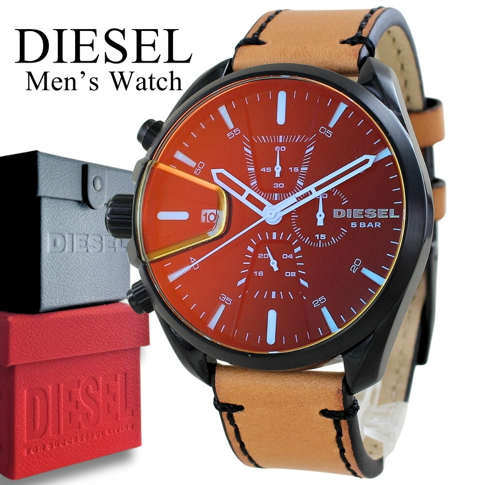 ディーゼル 時計 メンズ MS9 クロノグラフ 47mm ライトブラウン レザー DZ4471 ビジネス 男性 ユニセックス 誕生日 ギフト 合格 社会人 記念日 卒業 入学 お祝い
