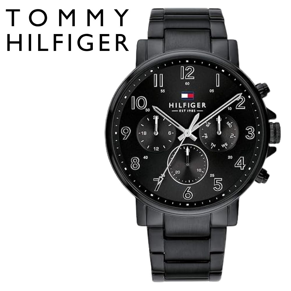 トミーヒルフィガー 腕時計 メンズ 46mm オールブラック メタルベルト マルチファンクション 日付表示 50m防水 TOMMY HILFIGER 男性 彼氏 夫 プレゼント ギフト 成人 卒業 入学|ペアウォッチ 腕時計 ノップル
