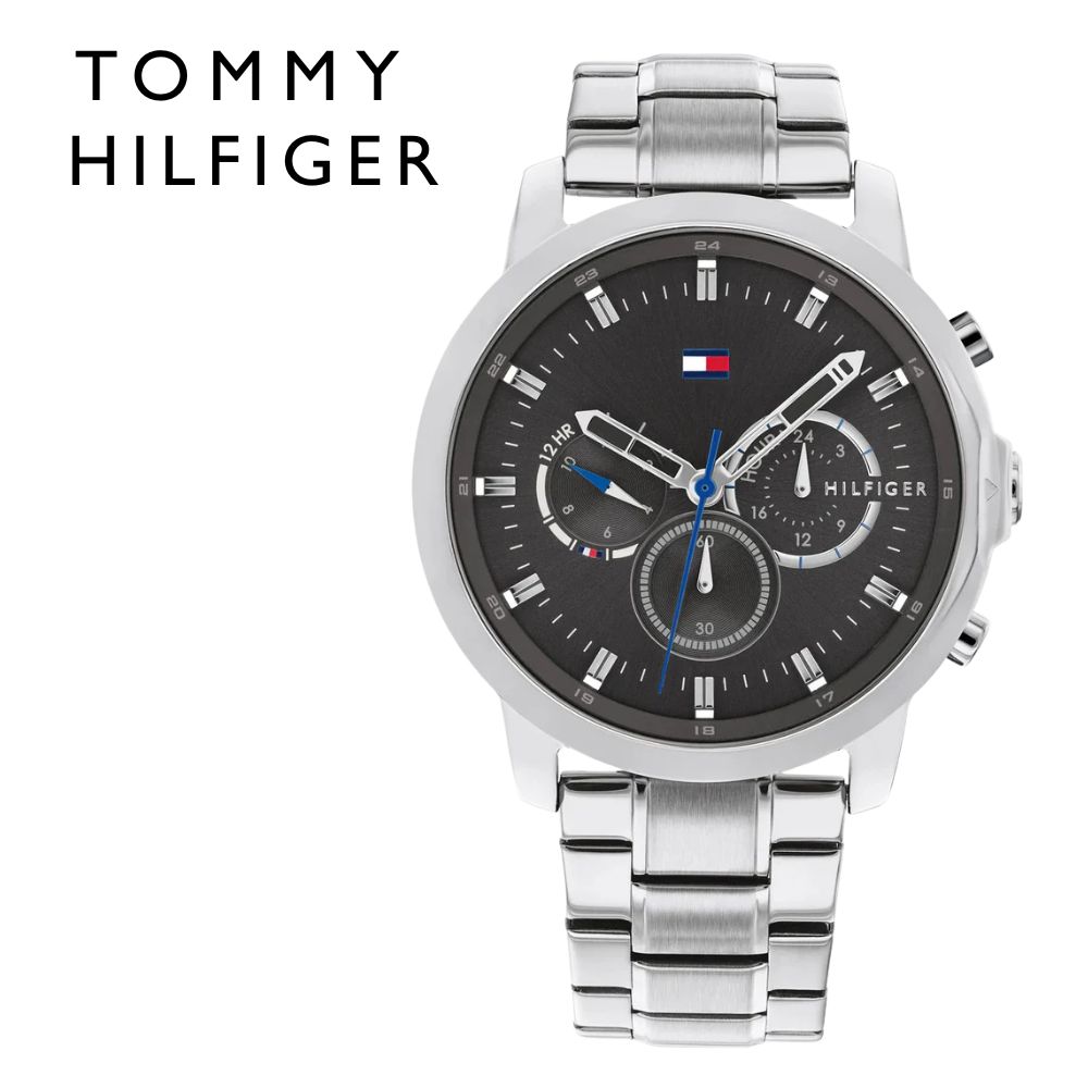 トミーヒルフィガー 腕時計 メンズ 46mm 大きめ ステンレス ダークグレー マルチファンクション TOMMY HILFIGER JAMESON メンズウォッチ かっこいい ブランド 男性 プレゼント 就職祝い 結婚記念日 誕生日 成人 卒業 入学