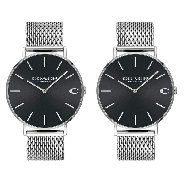 在庫あり コーチ 腕時計 ペアウォッチ シェア 同じサイズセット メンズ レディース Charles チャールズ シルバー メッシュ ステンレス カップル 男女 ペアセット 誕生日 お祝い ギフト 超特価激安 Silk Water Ge