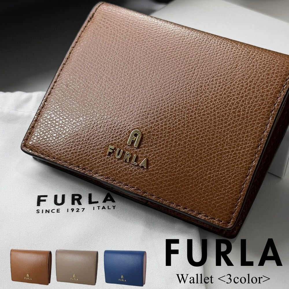 フルラ 二つ折り財布 CAMELIA レディース 本革 レザー 大人 シックカラー コンパクト ウォレット おしゃれ 可愛い シンプル 誕生日 プレゼント ギフトにも最適 成人 卒業 入学