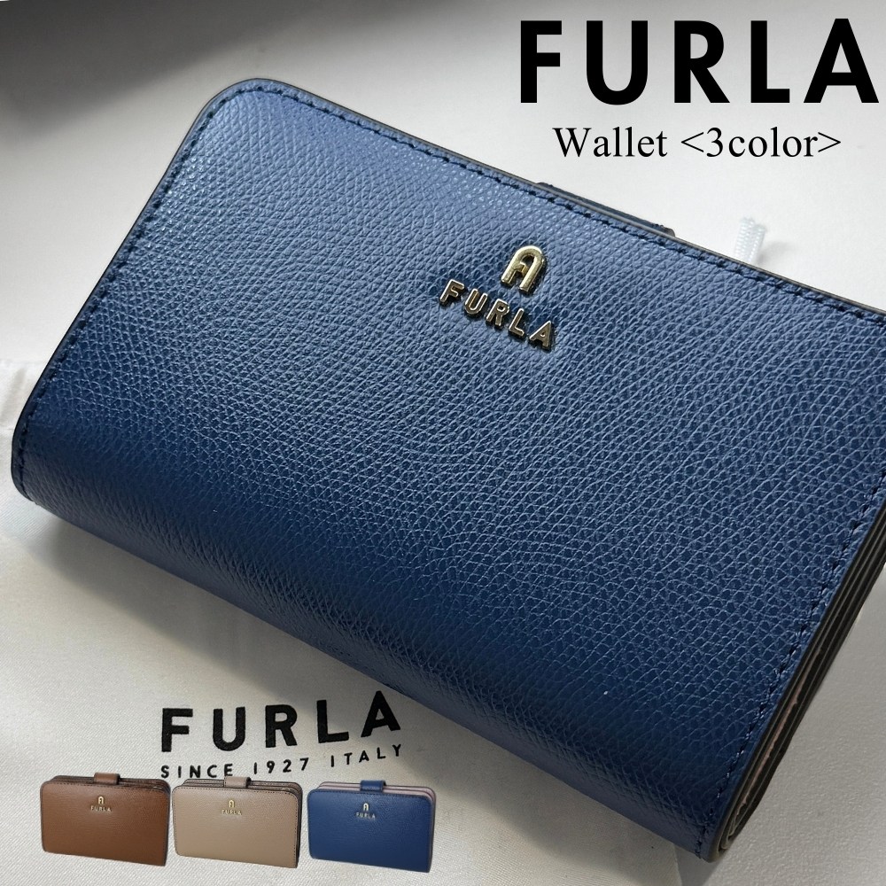 フルラ 二つ折り財布 CAMELIA レディース 本革 レザー 大人 シックなカラー 大容量 コンパクト ウォレット 上品 おしゃれ 可愛い シンプル 誕生日 プレゼント ギフトにも最適 成人 卒業 入学