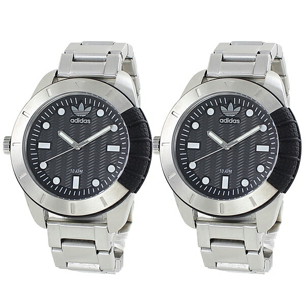 楽天市場 箱なし 訳あり アウトレット ペアボックスに入れてお届け 希少モデル ビックケース 重量感 アディダス 時計 メンズ ペアウォッチ シェア Super Star 48mm ブラック シルバー ステンレス Adh30adh30 ペアセット カップル 誕生日 お祝い ギフト クリスマス