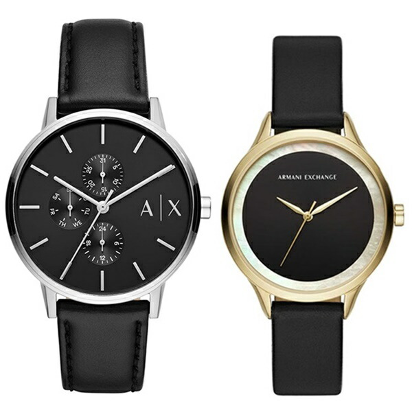 早割クーポン ペアウォッチ ペア 時計 おしゃれ 30代 40代 アルマーニエクスチェンジ 腕時計 ペアウォッチ メンズ レディース ブラック レザーベルト Www Mekatronik Org Tr