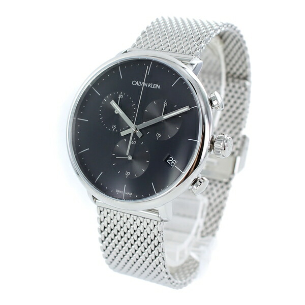 上質で快適 カルバンクライン 時計 メンズ 腕時計 ハイヌーン クロノグラフ シルバー メッシュ かっこいい ブラック文字板 黒文字盤 K8m ビジネス 男性 時計 誕生日 お祝い ギフト 公式の Erieshoresag Org
