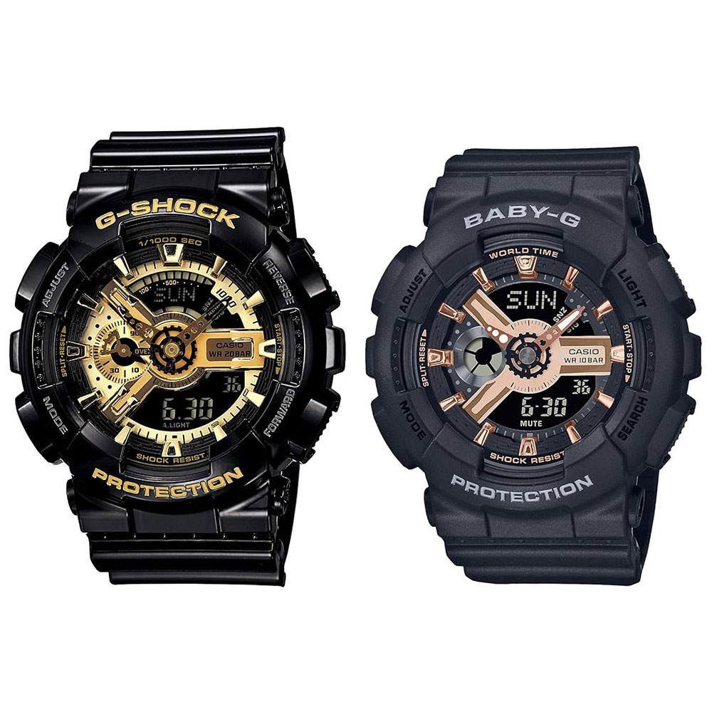 再入荷 CASIO カシオ Gショック ベビーG 腕時計 手表 ペアウォッチ デジタル＆アナログ アナデジ ゴールド ローズゴールド ブラック 20気圧防水/10気圧防水 海外モデル GA-110GB-1ABA-110XRG-1A お洒落 成人 卒業 入学