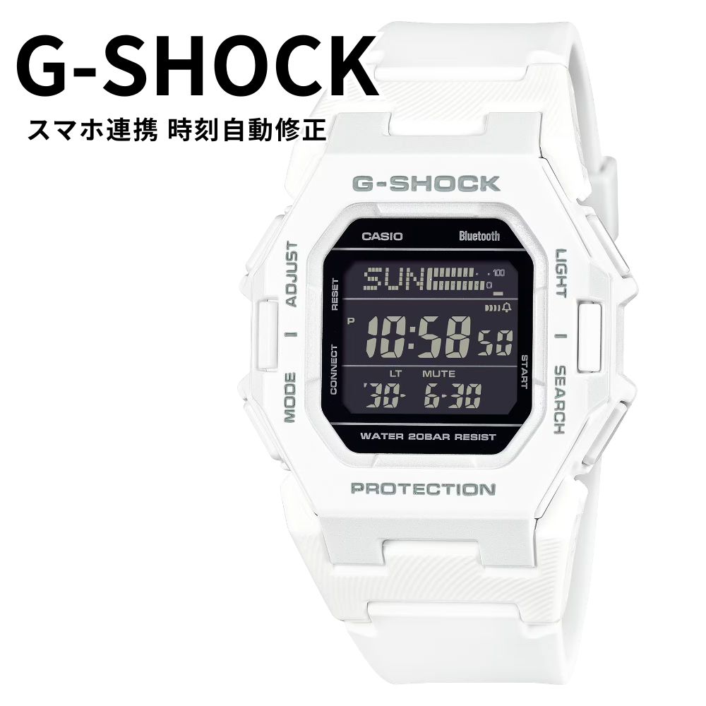 G-SHOCK Bluetooth 歩数計付き メンズ 腕時計 CASIO Gショック 薄型 コンパクト 20気圧防水 白 ホワイト 海外モデル スマホ連携 デジタル スポーツウォッチ 男性 プレゼント ギフト 誕生日 記念日 成人 卒業 入学｜ペアウォッチ 腕時計 ノップル